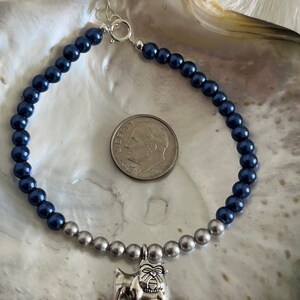 Georgetown University Hoyas Jack the Bulldog mascot navy blue and gray Spirit Charm Bracelet image 7