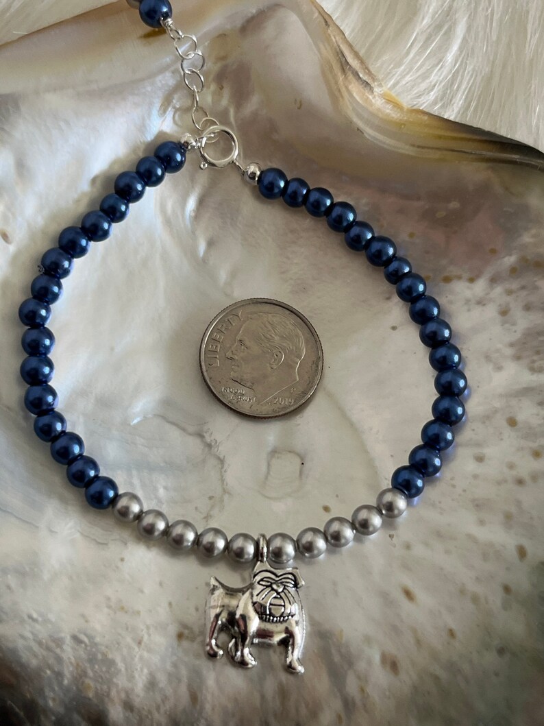 Georgetown University Hoyas Jack the Bulldog mascot navy blue and gray Spirit Charm Bracelet image 7