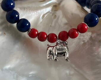 Gonzaga University Bulldogs, DeSales University Bulldogs March Madness Red and Blue Bulldog Charm spirit Bracelet