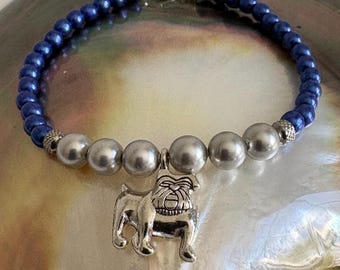 Georgetown University Hoyas Jack the Bulldog II mascot navy blue and gray Spirit Charm Bracelets March Madness