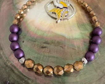 Minnesota Vikings Purple and Gold sports charm Spirit bracelet