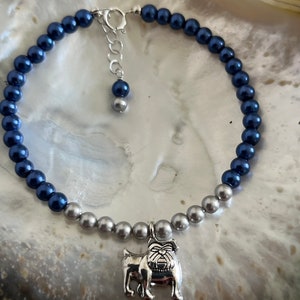 Georgetown University Hoyas Jack the Bulldog mascot navy blue and gray Spirit Charm Bracelet image 3