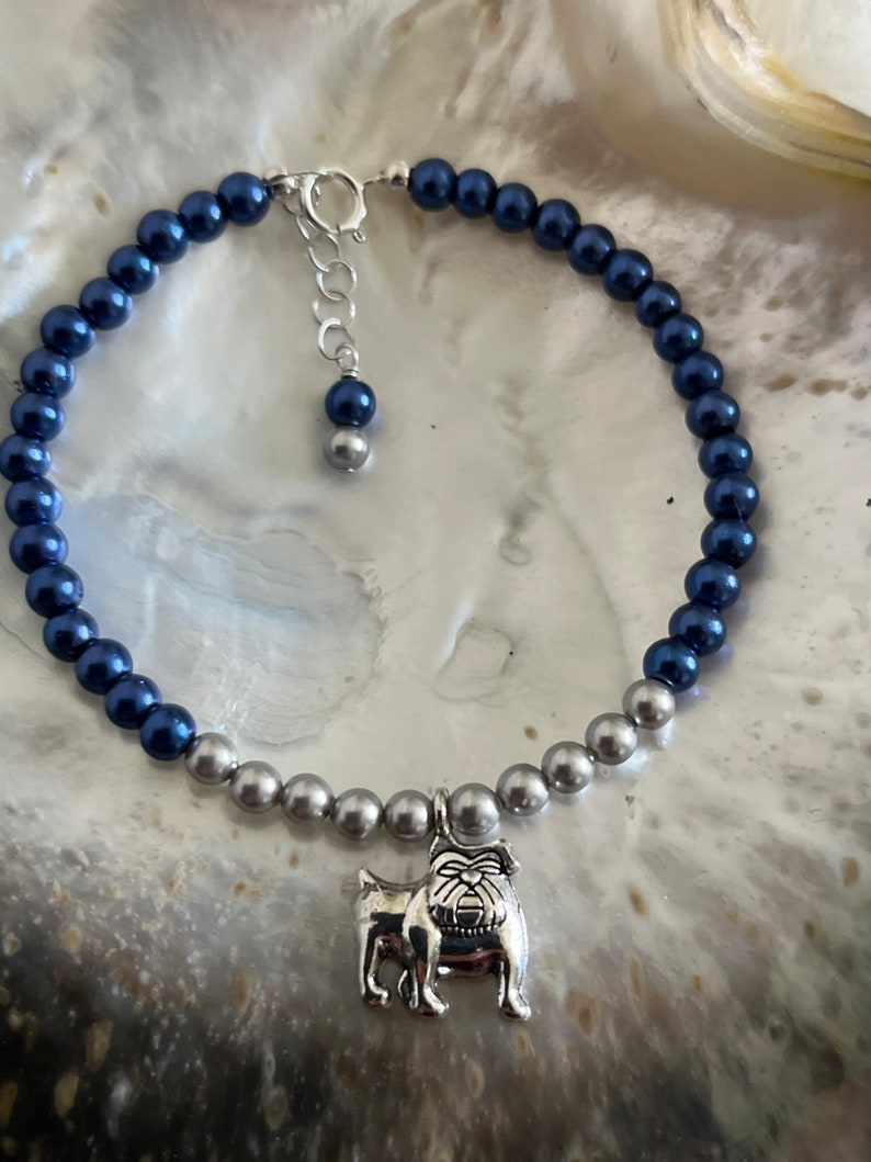 Georgetown University Hoyas Jack the Bulldog mascot navy blue and gray Spirit Charm Bracelet image 3