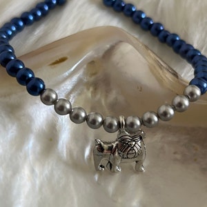 Georgetown University Hoyas Jack the Bulldog mascot navy blue and gray Spirit Charm Bracelet image 2