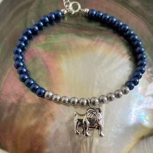 Georgetown University Hoyas Jack the Bulldog mascot navy blue and gray Spirit Charm Bracelet image 5