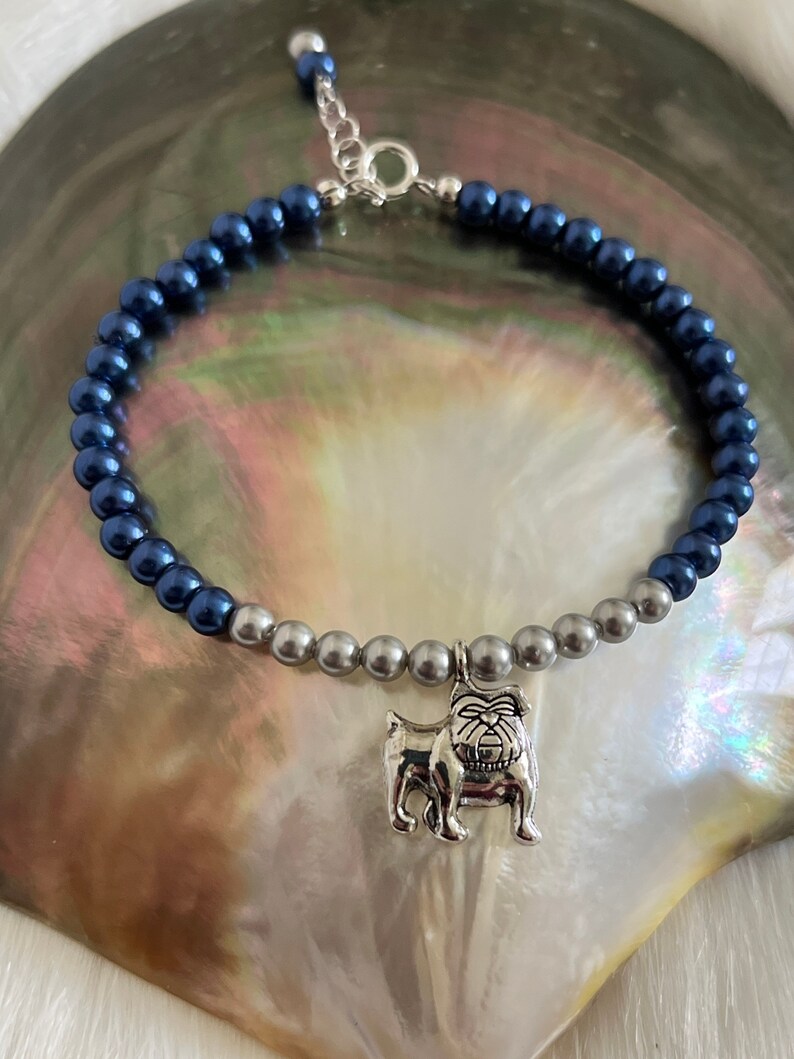 Georgetown University Hoyas Jack the Bulldog mascot navy blue and gray Spirit Charm Bracelet image 5