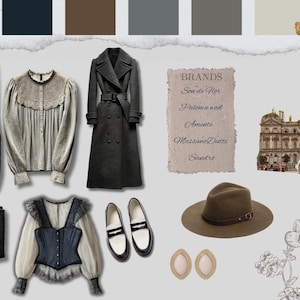 Tablero de estado de ánimo de moda y estilo, tablero de estado de ánimo digital, identidad visual, inspiración creativa, diseño de moda, tablero de visión personalizado.