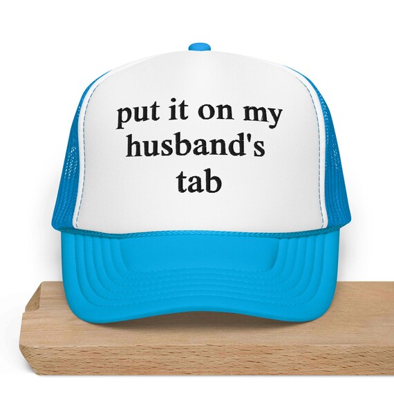 White Trucker Hat with Blue Embroidery - Bachelorette Party Accessory Fiancé main image 3