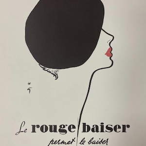 René Gruau - Le Rouge Baiser Permet le Baiser (1970) -  Vintage Advertising Poster