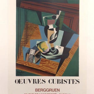 Original Juan Gris Print - Vintage Exhibition Poster – Oeuvres Cubistes, Galerie Berggruen (1973)