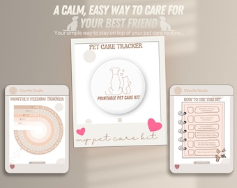 Hunde & Katzen Haustier Pflege Bundle | Alltag, Essen - Fitness Tracker | Druckbare Haustier Planer PDF