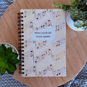 Eco-Friendly Handmade Notebook, Melody Drop, Recycled Hardcover Journal