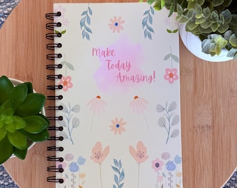 Eco-Friendly Handmade Notebook, Flower Love, Recycled Hardcover Journal
