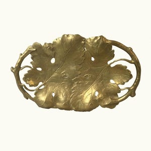 Art Nouveau Brass Leaf Tray -  Antique French Decorative Catchall