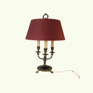 Lámpara Bouillotte de latón vintage: lámpara de mesa estilo candelabro neoclásico