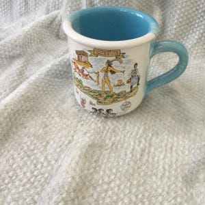 Vintage Shabby Baby Blue Swirl Crete Griechenland Karte Souvenir Kaffeetasse Teetasse