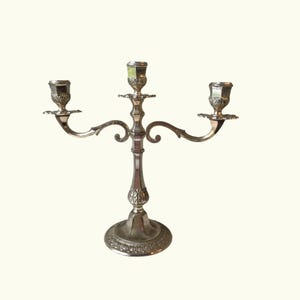 Vintage Silver Plated Candelabra: Baroque 3-Arm Candle Holder