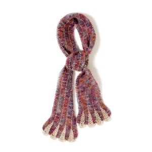 Beautifully Beaded Art Nouveau Scarf- Twilight Colors with Silver-color, Lined Beads