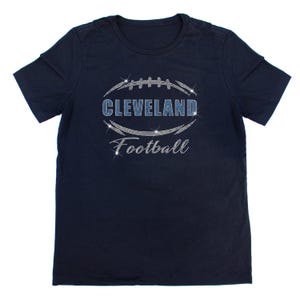 Cleveland Football Sparkle Rhinestone T-Shirt, Football, Rhinestone Tee, Sparkly, Bedazzled T-shirt, Gift For Her, Gift For Him