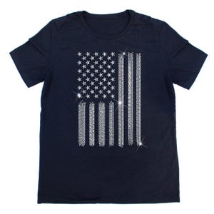 American Flag Sparkle Rhinestone T-Shirt, Rhinestone Tee, Sparkly, Bedazzled T-shirt, Gift For Her, Gift For Him