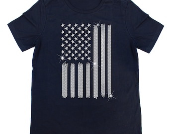 Drapeau américain scintillant strass T-shirt, t-shirt strass, scintillant, t-shirt éblouissant, cadeau pour elle, cadeau pour lui