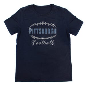 Pittsburgh Football Sparkle Rhinestone T-Shirt, Football, Rhinestone Tee, Sparkly, Bedazzled T-shirt, Gift For Her, Gift For Him