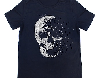 Skull Sparkle Rhinestone T-shirt, Rhinestone Tee, Sparkly