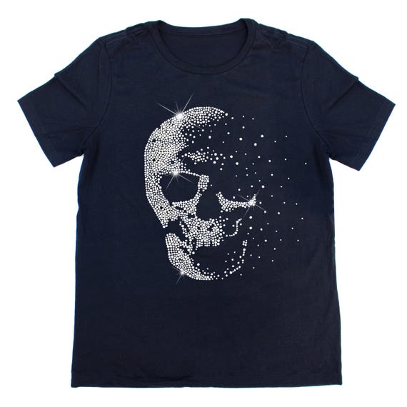 Skull Sparkle Rhinestone T-shirt, Rhinestone Tee, Sparkly