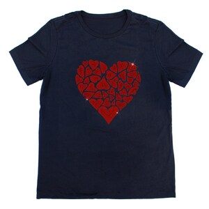 Loving Heart Rhinestone T-Shirt, Sparkle Rhinestone T-Shirt, Rhinestone Tee, Personalized Rhinestone Shirts, Custom Rhinestone Designs
