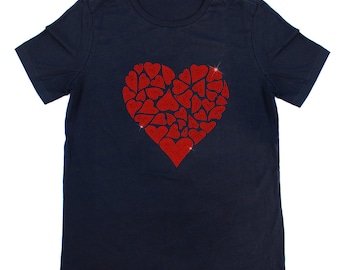 Loving Heart Rhinestone T-Shirt, Sparkle Rhinestone T-Shirt, Rhinestone Tee, Personalized Rhinestone Shirts, Custom Rhinestone Designs