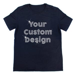 Your Logo Here Rhinestone T-Shirt, Sparkle Rhinestone T-Shirt, Rhinestone Tee, Personalized Rhinestone Shirts, Custom Rhinestone Designs