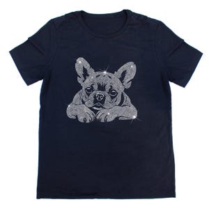 Cute Frenchie Sparkle Rhinestone T-Shirt, Rhinestone Tee, Sparkly, Bedazzled T-shirt, Gift For Her, Gift For Him