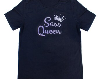 T-shirt strass scintillant Sass Queen, T-shirt strass, T-shirt scintillant, éblouissant, cadeau pour elle, cadeau pour lui