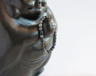Spirit Feather Snowflake Obsidian Beaded Bracelet