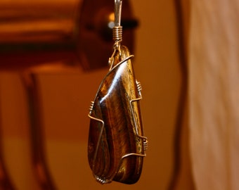 Pendant Tigers Eye Solid Sterling Silver
