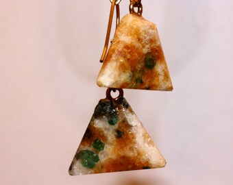 Earrings Natural Crabtree Emerald Matrix Gold Loops