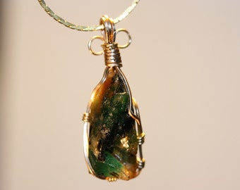 Emerald And Golden Beryl Gold Wire Wrap