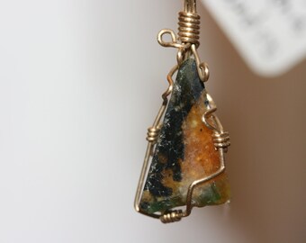 Emerald Pendant Gold Filled Wire Golden Beryl