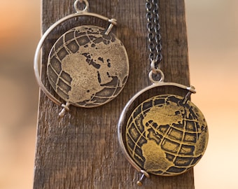 Spinning globe, spinning world necklace