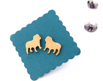 Bulldog Stud Earrings in silver or brass