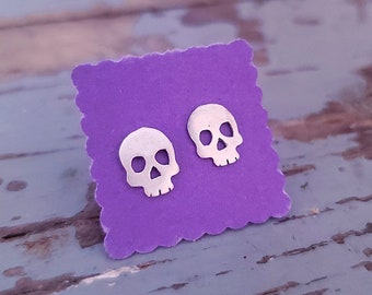 Brass Skull Stud Earrings