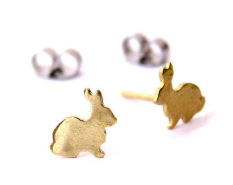 Bunny earrings in silver or brass