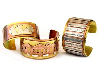 Nature Pressed Rivet Cuff Bracelet