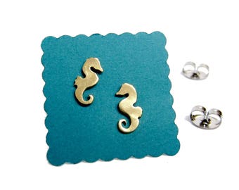 tiny seahorse stud earrings