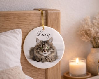 Pet Memorial Ornament, Personalized Dog & Cat Photo Ornament, Custom Pet Loss Keepsake, In Loving Memory Gift, Sympathy Gift for Pet Loss