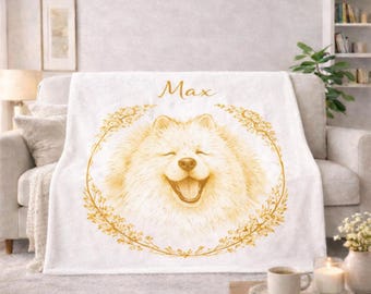 Personalized Pet Memorial Blanket, Custom Dog Portrait Blanket, Pet Loss Gift, In Loving Memory Keepsake