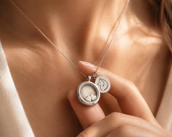 Pet Fur Locket Necklace, Personalized Pet Photo Charm, Custom Dog Cat Keepsake Jewelry, Pet Memorial Necklace, Fur or Ashes Holder Gift