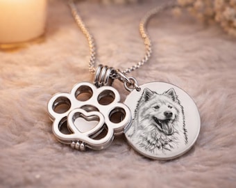 Personalized Pet Keepsake Necklace with Photo & Engraved Charm, Memorial Jewelry for Ashes
