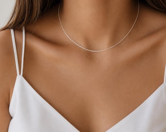 Sterling Silver Necklace | Gold Plated Cable Chain