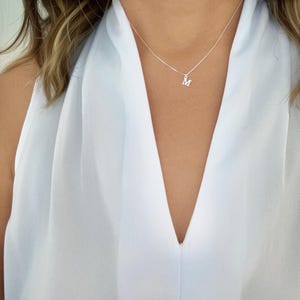Custom Tiny Letter, Delicate Letter Necklace, Minimalist Initial Jewelry, Chic Modern Pendant for Personal Touch, initial gold Necklace image 2